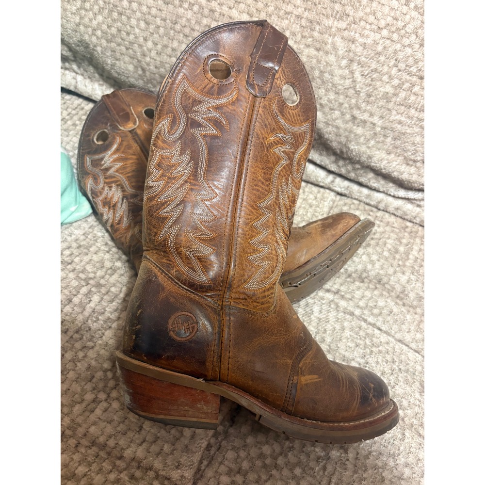 Double-H Ladies Roper Brown Leather Western Boots DH5159 Size 6.5 M Made in USA